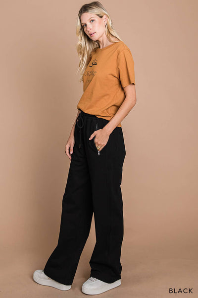 Vintage Washed Cotton Terry Lounge Pants in Black