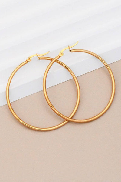 18K Gold Plated Waterproof Stainless Steel Hoop Earrings