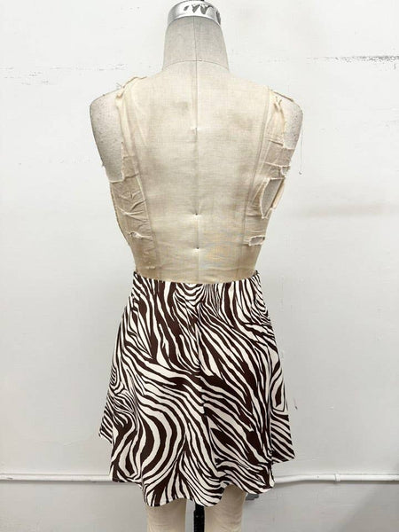 Zebra Print Satin Mini Skirt