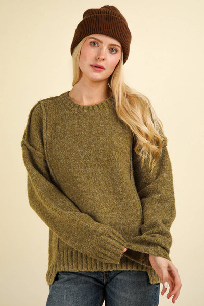 Fuzzy Feeling Oversized Knit Pullover Sweater