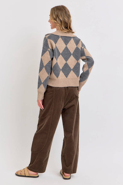Diamond Pattern Knit Sweater