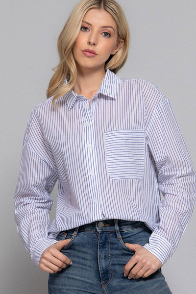 Striped Button-Down Shirt in Blue