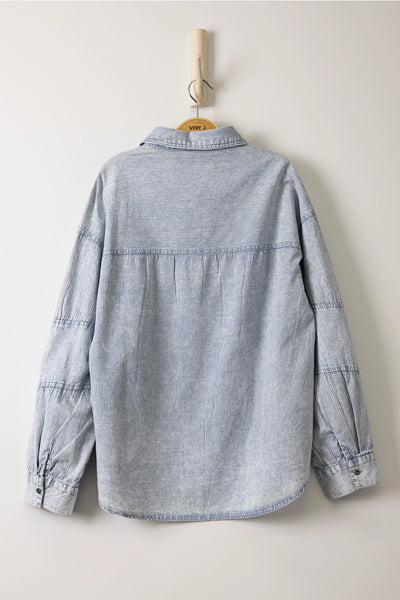 Mineral Washed Chambray Button Down Shirt