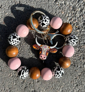 Longhorn Western Focal Bead Wristlet Keychain