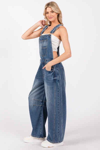 Washed Black Denim Overall