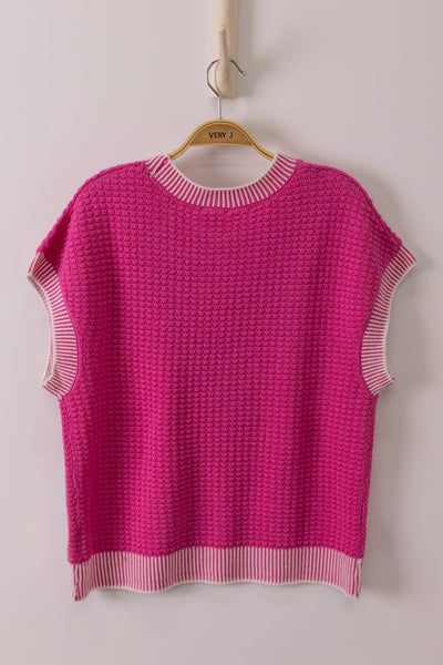Sleeveless Sweater in Hot Pink