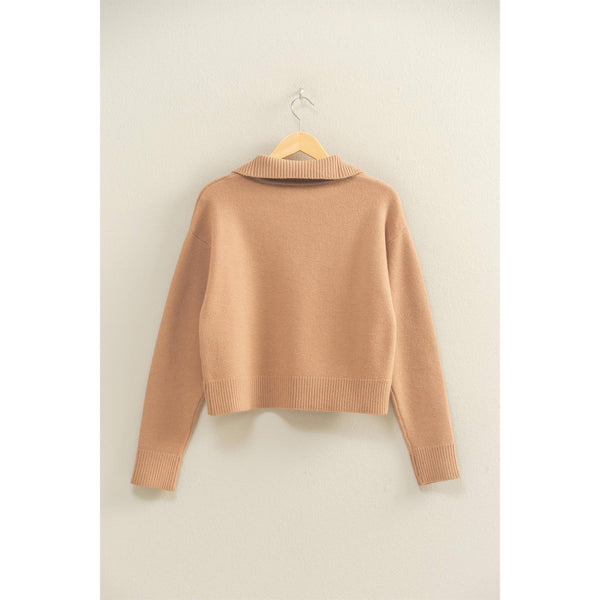 Half Zip Classic Sweater in Dark Taupe