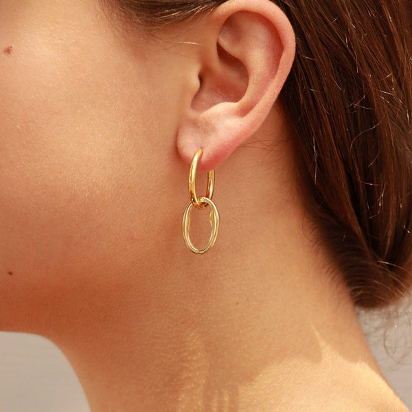 Waterproof Interlocked Oval Pendant Earrings
