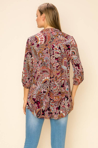 Paisley Mandarian Collar Top