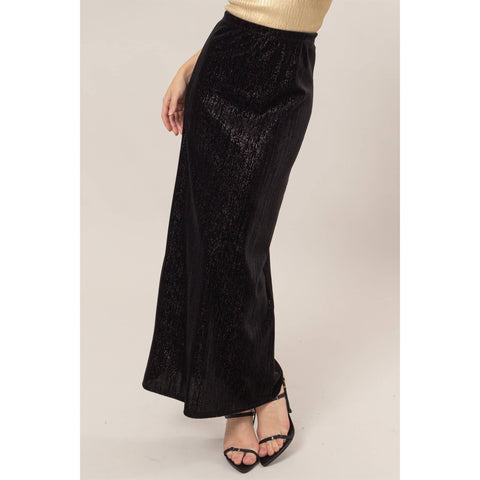 Lurex Velour High-Waist Midi Skirt