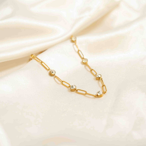 Rhinestone Paperclip Chain Necklace