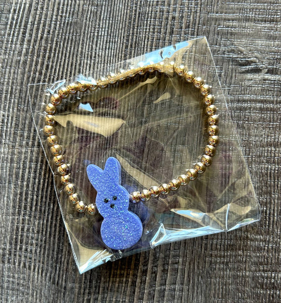 Easter Gold Bead Bracelet with Bunny Accent Bead