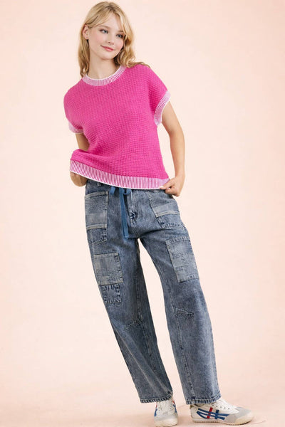 Sleeveless Sweater in Hot Pink
