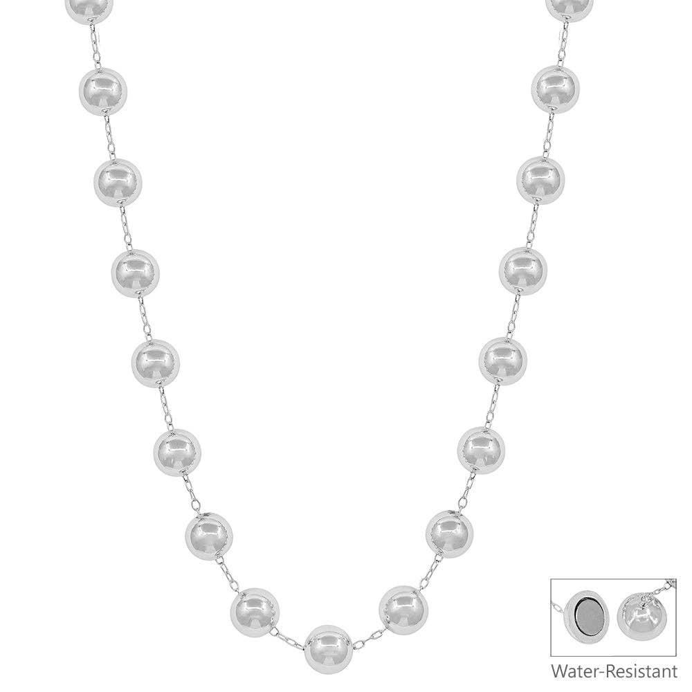 Water Resistant 12MM Silver Necklace with Magnetic Clasp