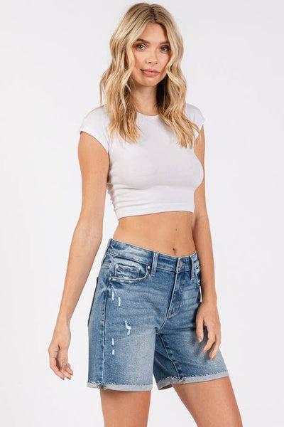 Mid Rise Midi Shorts