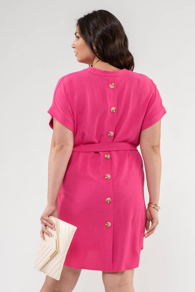 Plus Back Buttoned Belted Dress / Tunic