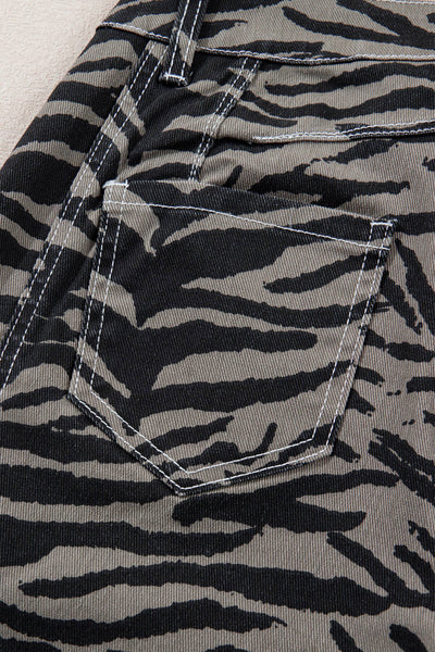 Zebra Stripe Barrel Leg Jeans