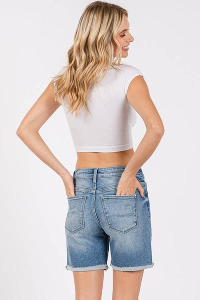 Mid Rise Midi Shorts