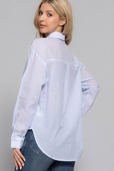 Striped Button-Down Shirt in Blue