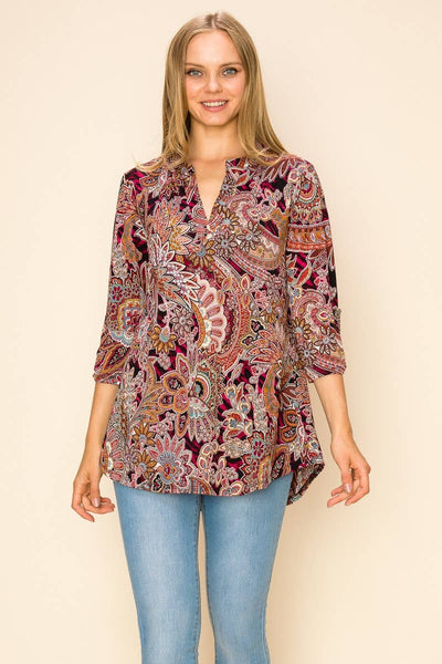 Paisley Mandarian Collar Top