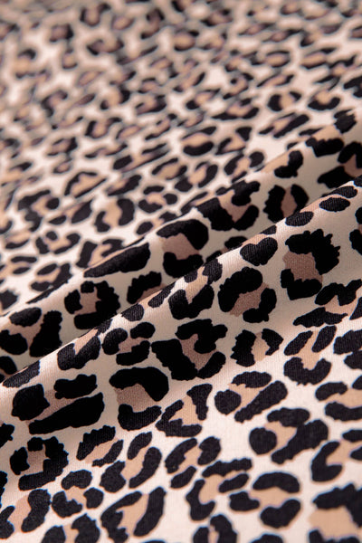 Leopard Half Zip Stripe Mock Neck Top