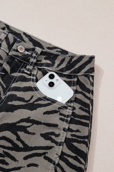 Zebra Stripe Barrel Leg Jeans