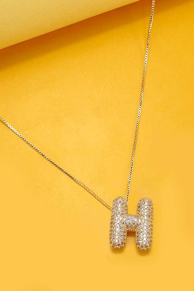 Rhinestone Bubble Initial Necklace