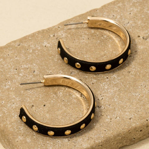 Studded Faux Suede Hoop Earrings