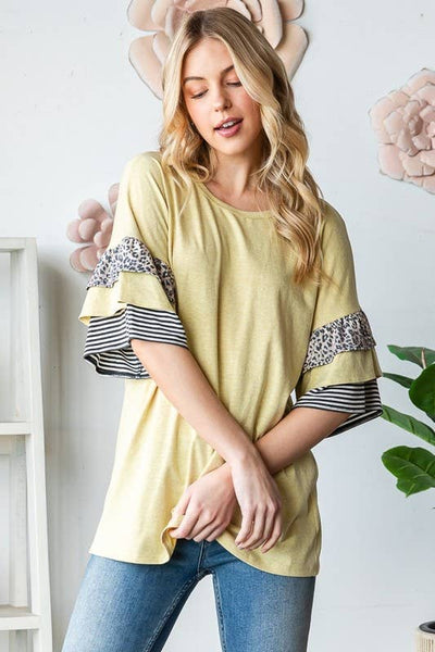 Ruffled Sleeve Top in Yellow