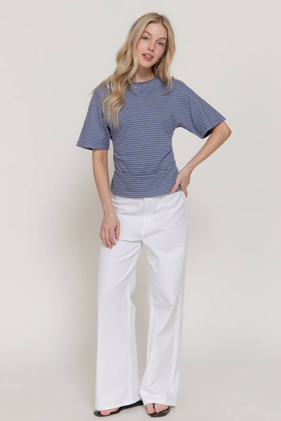 Dolman Stripe Knit Top in Blue