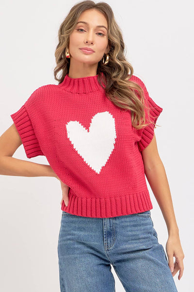 Heart Sweater in Strawberry Red