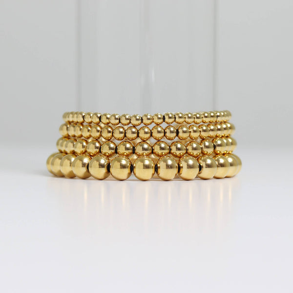 Gold Beaded PVD Stainless Stretch Bracelet