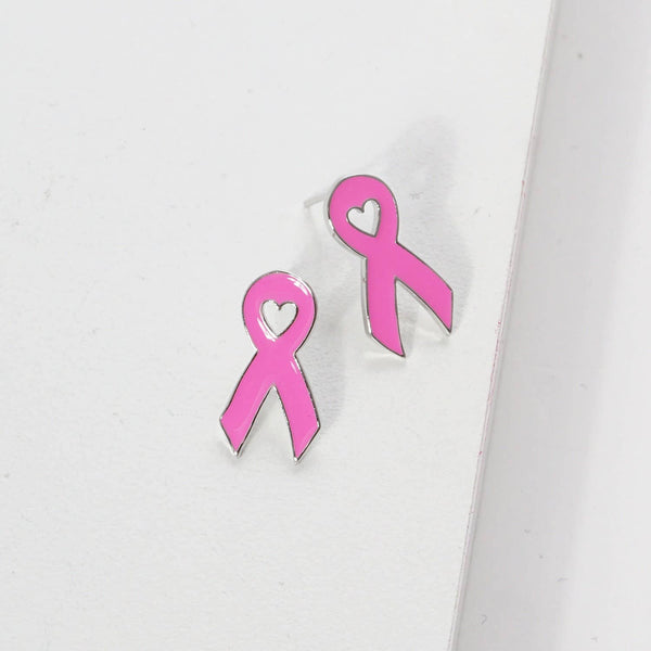 Breast Cancer Awareness Ribbon Earrings