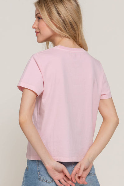 Short Sleeve Garment Dye Knit Top