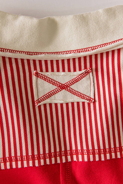 Oversized Half Sleeve Striped Block Top in Red