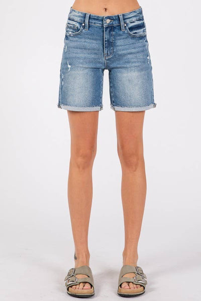Mid Rise Midi Shorts