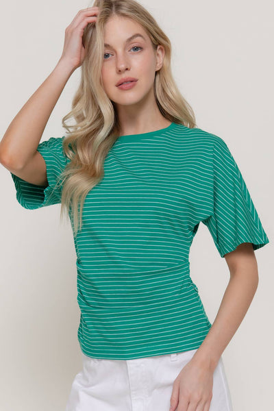 Dolman Stripe Knit Top in Green