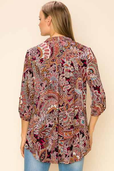 Paisley Mandarian Collar Top