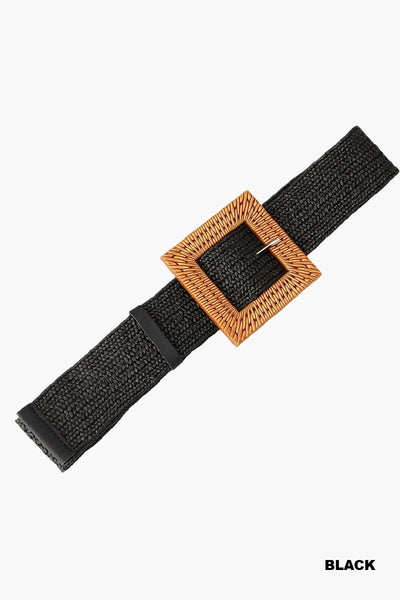Bohemian Straw Square Buckle Belt