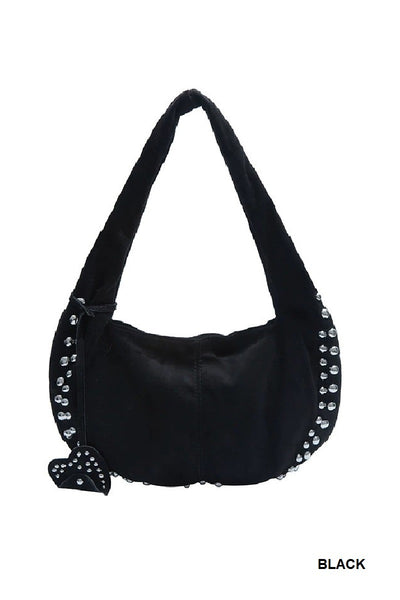 Faux Suede Studded Bag