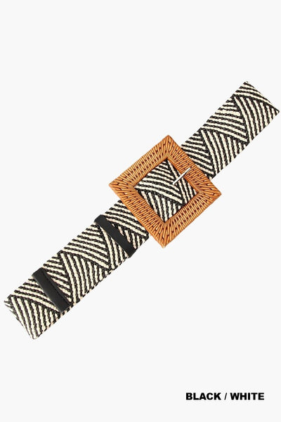 Bohemian Straw Square Buckle Belt