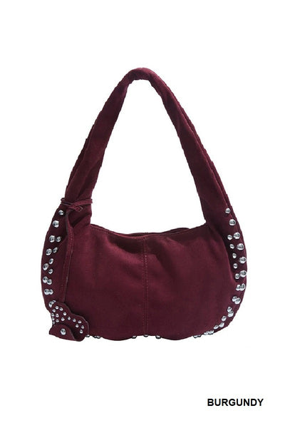 Faux Suede Studded Bag