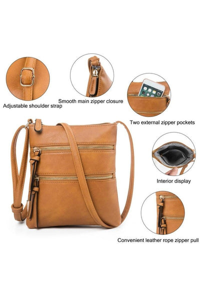 Triple Zipper Crossbody