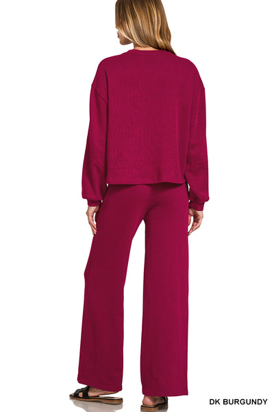 French Rib Lounge Set in Dark Burgundy