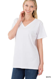 Boyfriend V Neck Tee in White