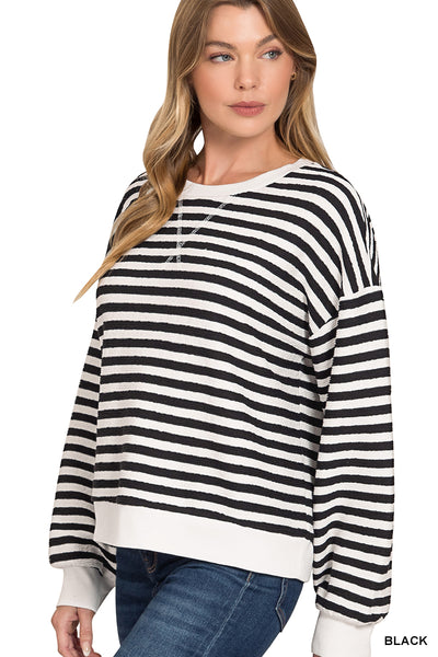 Striped Pullover in Black
