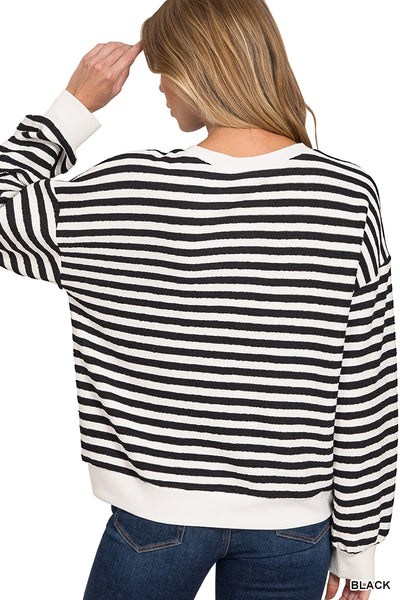 Striped Pullover in Black