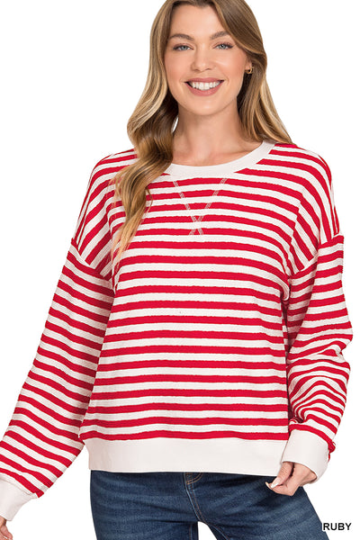 Striped Pullover in Ruby