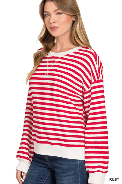 Striped Pullover in Ruby