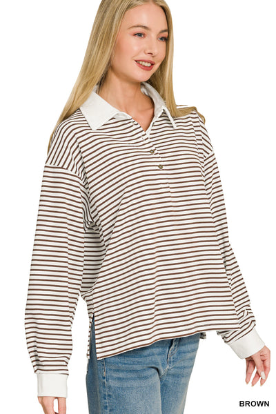 Striped Polo Shirt in Brown